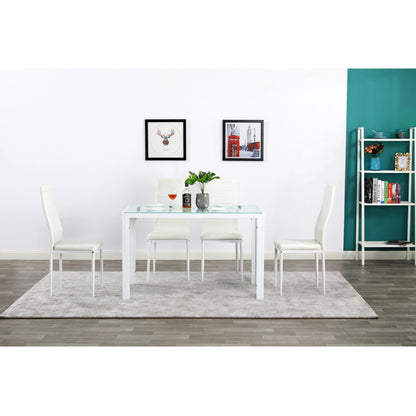 4pcs Elegant Assembled Stripping Texture High Backrest Dining Chairs White(Alternate code: 86358020)