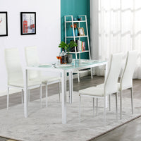 4pcs Elegant Assembled Stripping Texture High Backrest Dining Chairs White(Alternate code: 86358020)