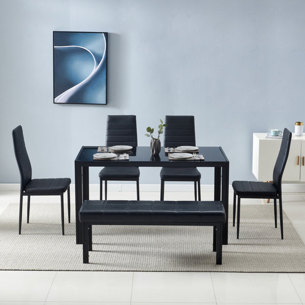 Simple Assembled Tempered Glass & Iron Dinner Table Black(Replacement code: 21491449)