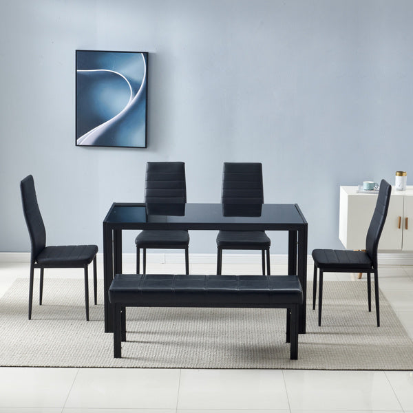 Simple Assembled Tempered Glass & Iron Dinner Table Black(Replacement code: 21491449)