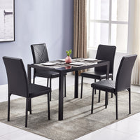 Simple Assembled Tempered Glass & Iron Dinner Table Black