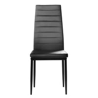 6pcs Elegant Assembled Stripping Texture High Backrest Dining Chairs Black