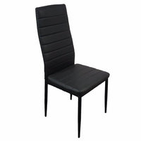 6pcs Elegant Assembled Stripping Texture High Backrest Dining Chairs Black