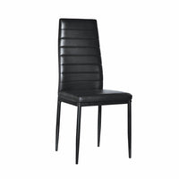 6pcs Elegant Assembled Stripping Texture High Backrest Dining Chairs Black