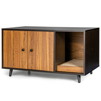 Cat Litter Box Enclosure with Divider and Double Doors