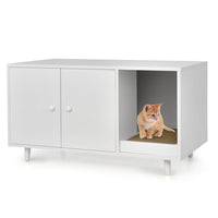 Cat Litter Box Enclosure with Divider and Double Doors