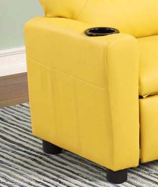 Marisa 22" Yellow PU Leather Kids Recliner Chair with Cupholder