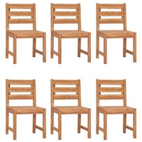 Garden Chair Set of 6 Natural Teak Solid Teak Wood Standard