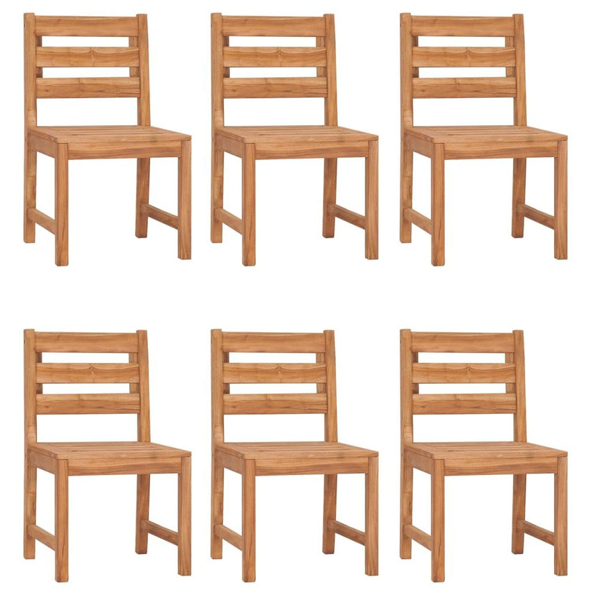 Garden Chair Set of 6 Natural Teak Solid Teak Wood Standard