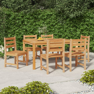 Garden Chair Set of 6 Natural Teak Solid Teak Wood Standard