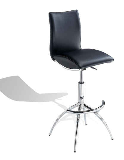 Modern Barstool Leatherette/Chrome Adjustable Height In Black Color