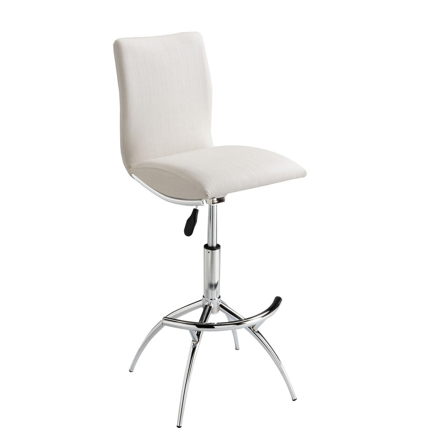 Modern Barstool Texture Leatherette/Chrome Adjustable Height In Soft White Color