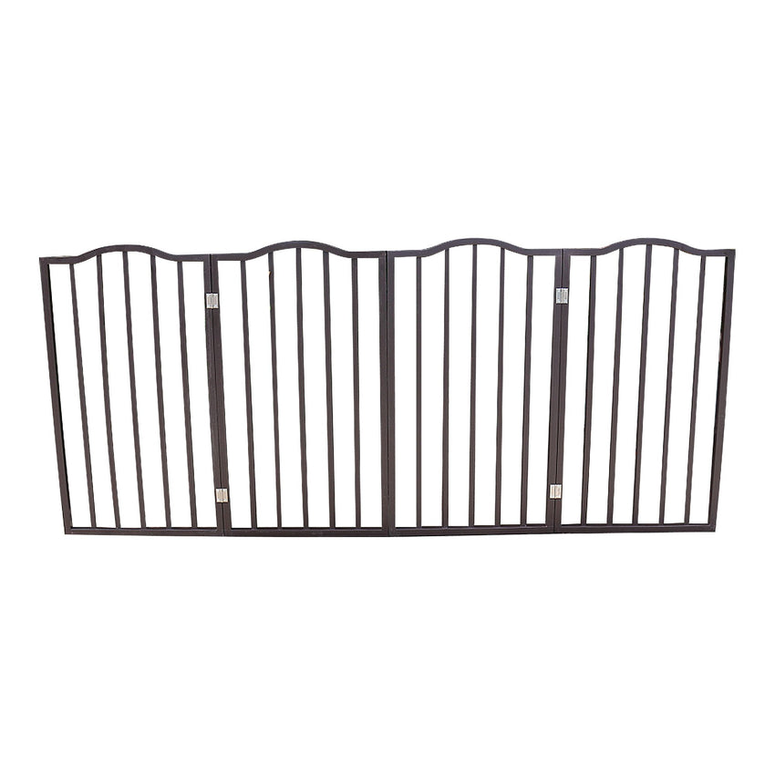 Pet Gate - Dog Gate for Doorways, Stairs or House - Freestanding, Folding, brown, Arc Wooden