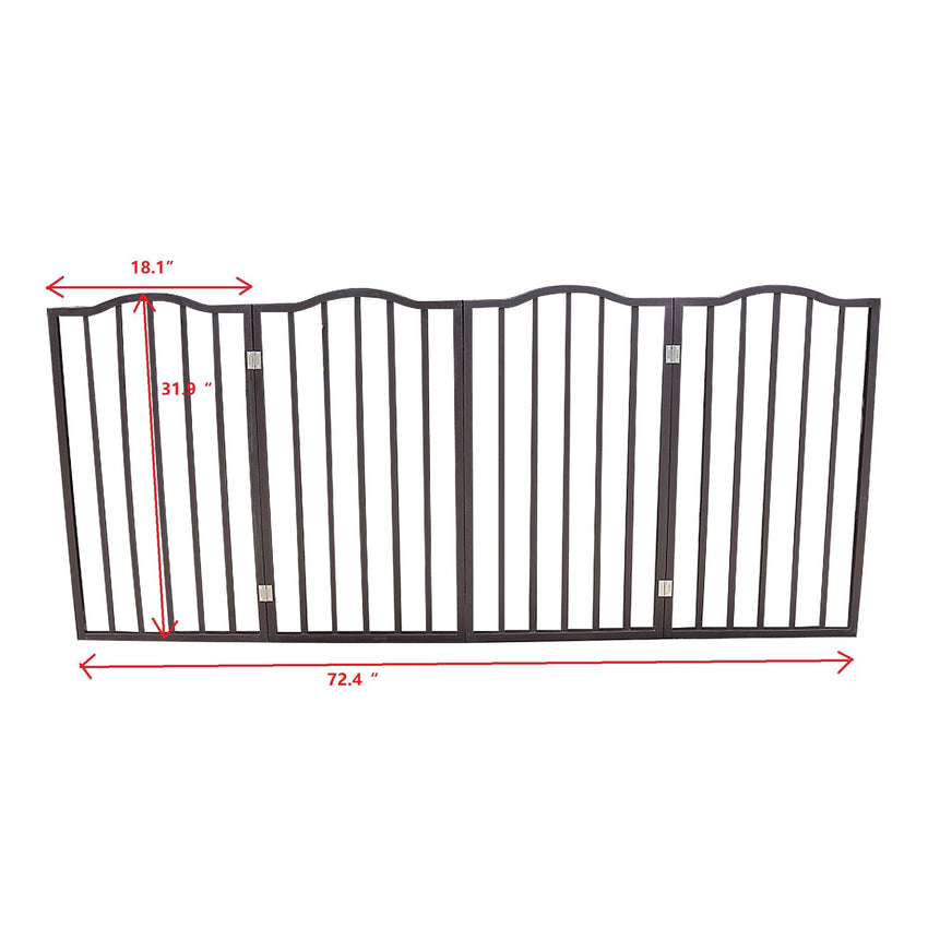 Pet Gate - Dog Gate for Doorways, Stairs or House - Freestanding, Folding, brown, Arc Wooden