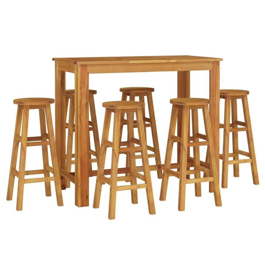 Garden Bar Set Natural Acacia Solid Acacia wood For 6 people