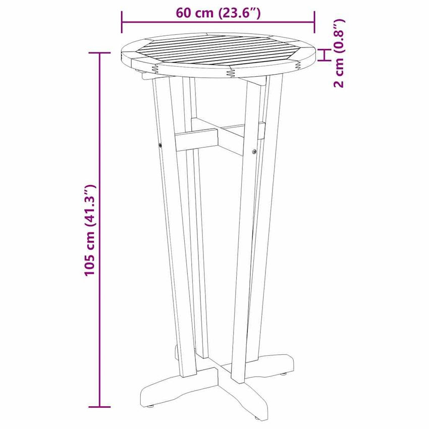 Garden Bar Table Natural Brown Solid Acacia wood Standard Durable