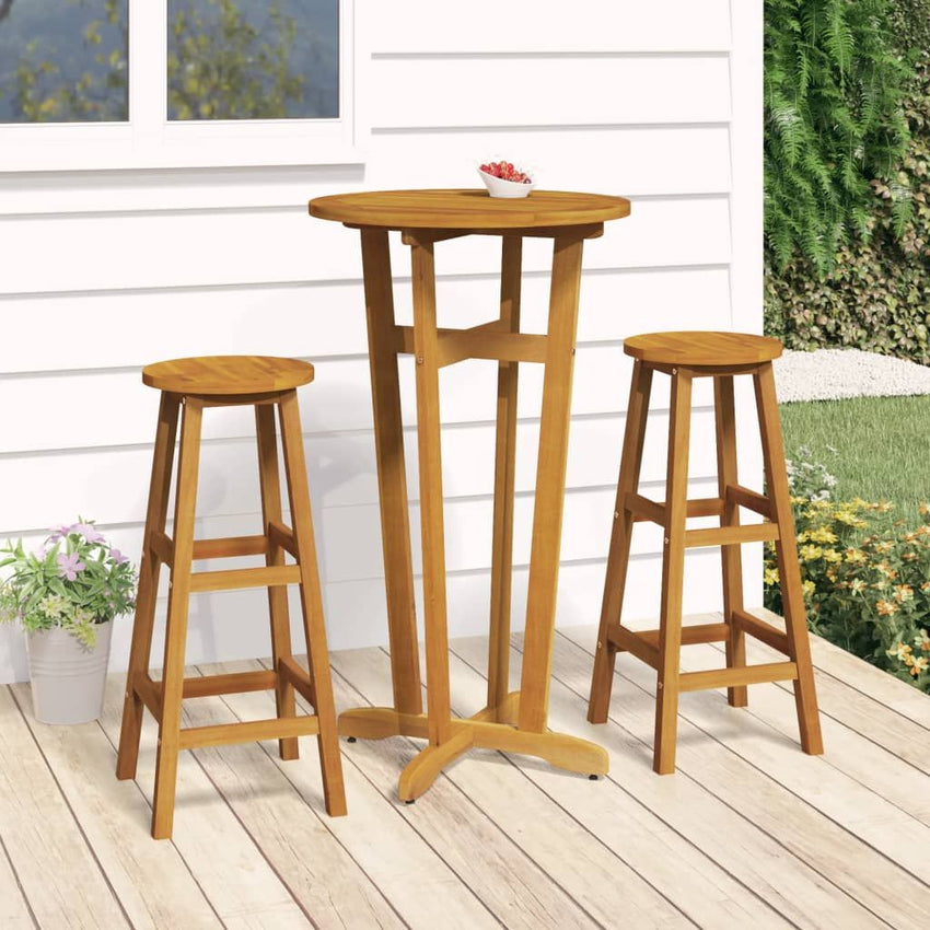 Garden Bar Table Natural Brown Solid Acacia wood Standard Durable