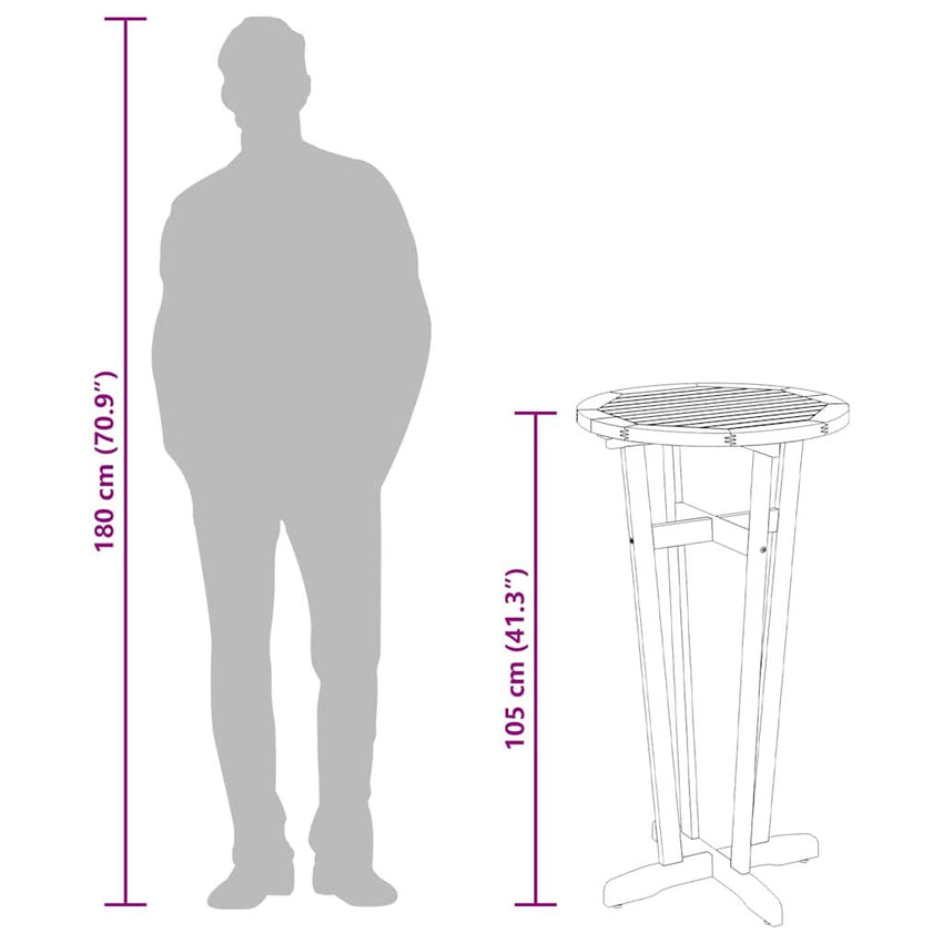 Garden Bar Table Natural Brown Solid Acacia wood Standard Durable