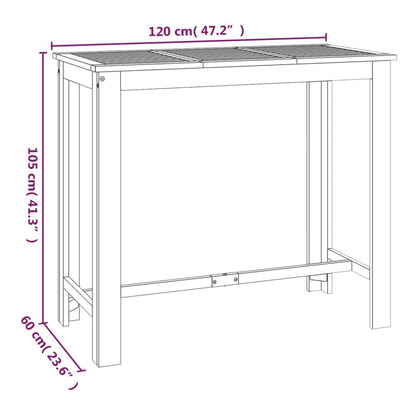 Garden Bar Table Natural Wood Solid Acacia Wood 47.2x23.6x41.3 in