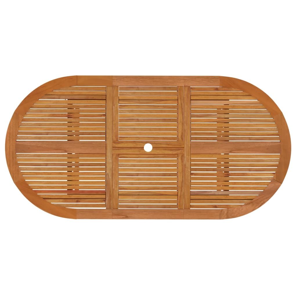 Garden Table Natural Wood Solid Eucalyptus Wood Large Extendable