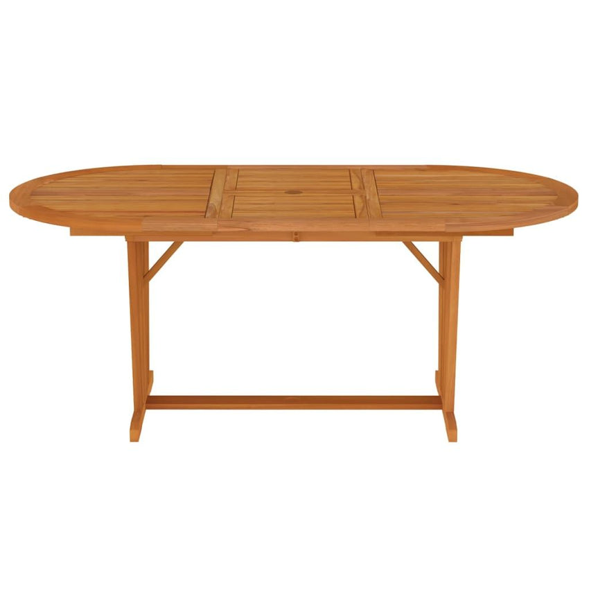 Garden Table Natural Wood Solid Eucalyptus Wood Large Extendable