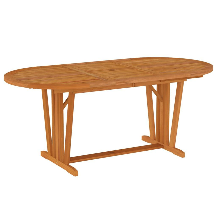 Garden Table Natural Wood Solid Eucalyptus Wood Large Extendable