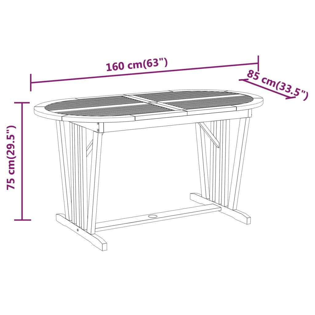 Garden Dining Set Reddish-brown Solid eucalyptus wood Medium