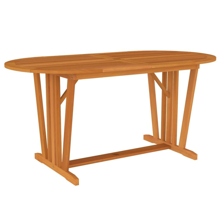 Garden Table Natural Wood Solid Eucalyptus Wood Medium Extendable