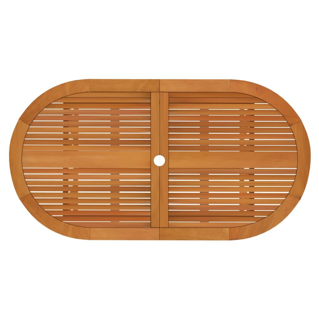 Garden Table Natural Wood Solid Eucalyptus Wood Medium Extendable