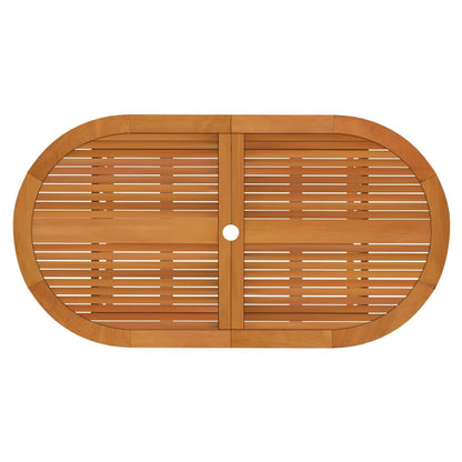 Garden Table Natural Wood Solid Eucalyptus Wood Medium Extendable