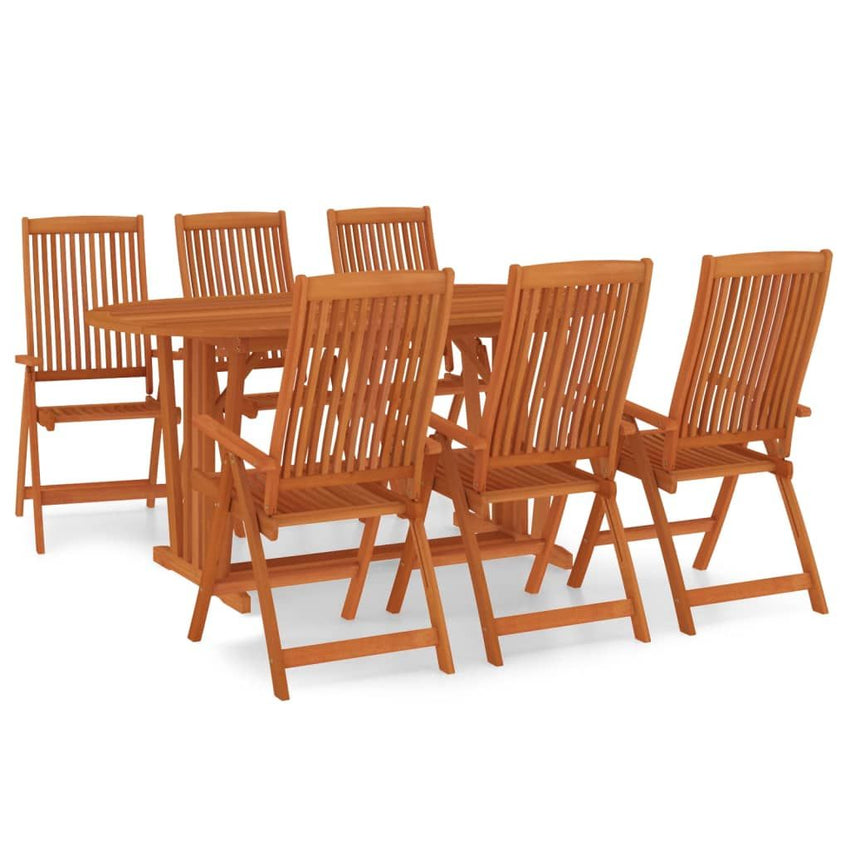 Garden Dining Set Reddish-brown Solid eucalyptus wood 7 Piece Set
