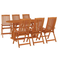 Garden Dining Set Reddish-brown Solid eucalyptus wood 7 Piece Set