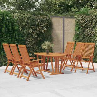 Garden Dining Set Reddish-brown Solid eucalyptus wood 7 Piece Set