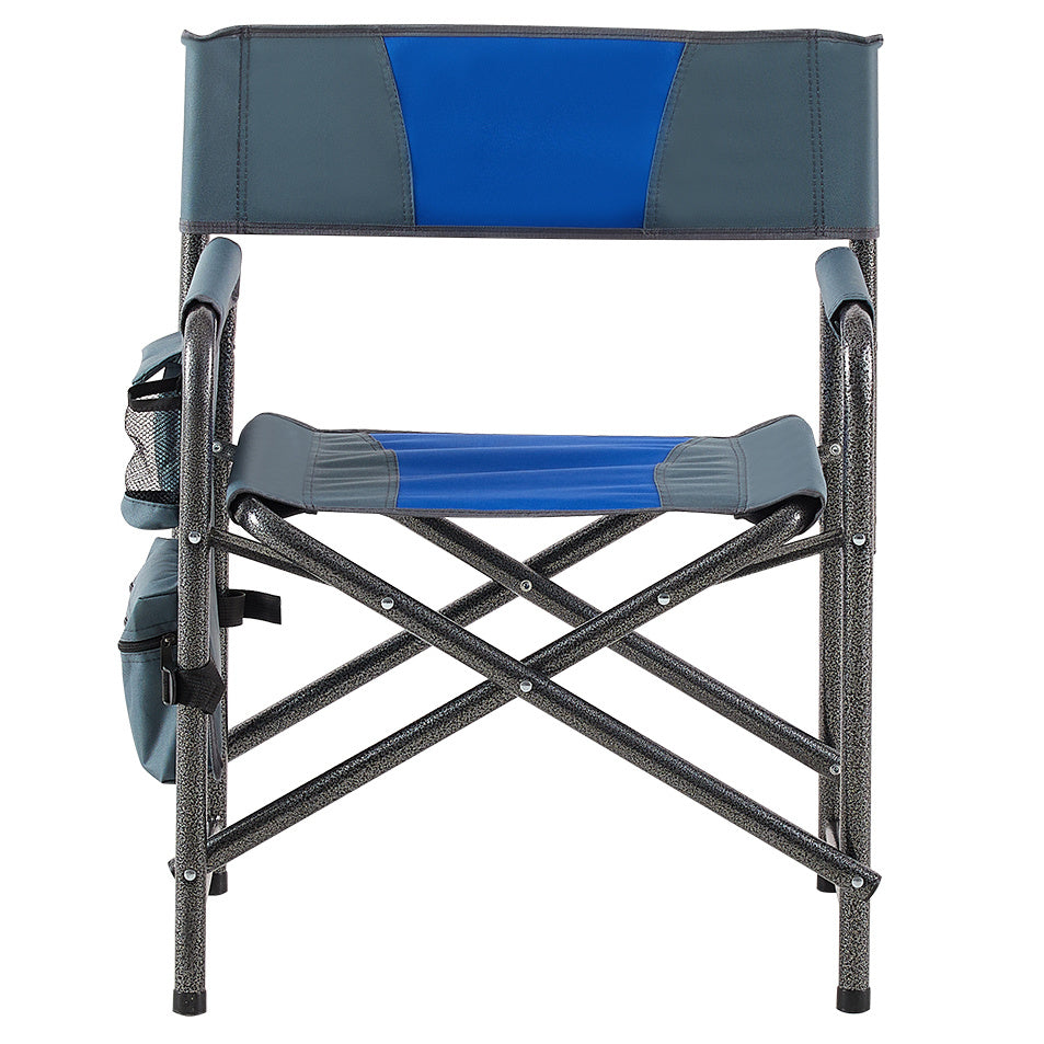 1-piece Padded Folding Outdoor Chair with Storage Pockets,Lightweight Oversized Directors Chair for indoor, Outdoor Camping, Picnics and Fishing,Blue/Grey