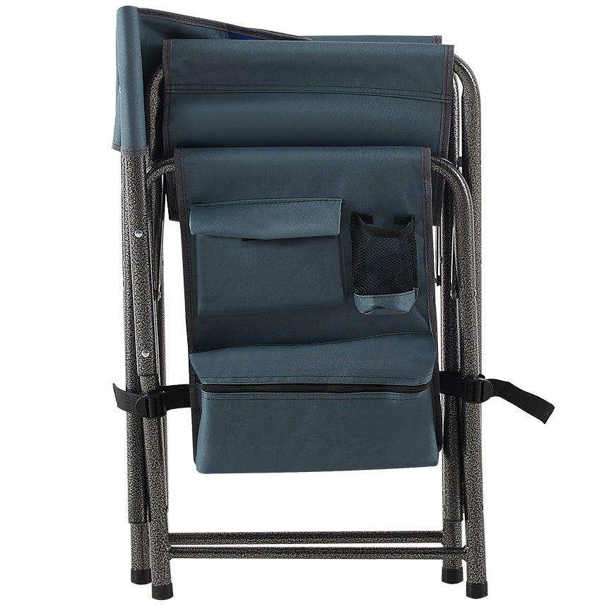 1-piece Padded Folding Outdoor Chair with Storage Pockets,Lightweight Oversized Directors Chair for indoor, Outdoor Camping, Picnics and Fishing,Blue/Grey