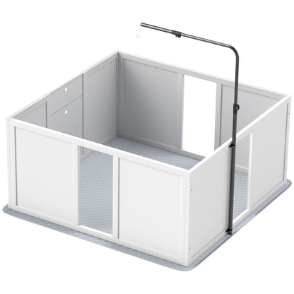 PawHut Whelping Box for Dogs, Newborn Puppy Supplies with Retractable Light Stand, Waterproof Pee Pad, Adjustable Height Door for Small and Medium Breed Dogs, 39" x 38"