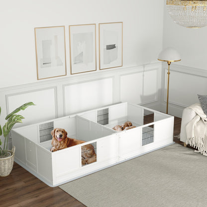 PawHut Whelping Box for Dogs and Puppies, Dog Whelping Box with Waterproof Pee Pad, Adjustable Height Door, for Large Dogs Indoor Use, 96" x 47" x 19"