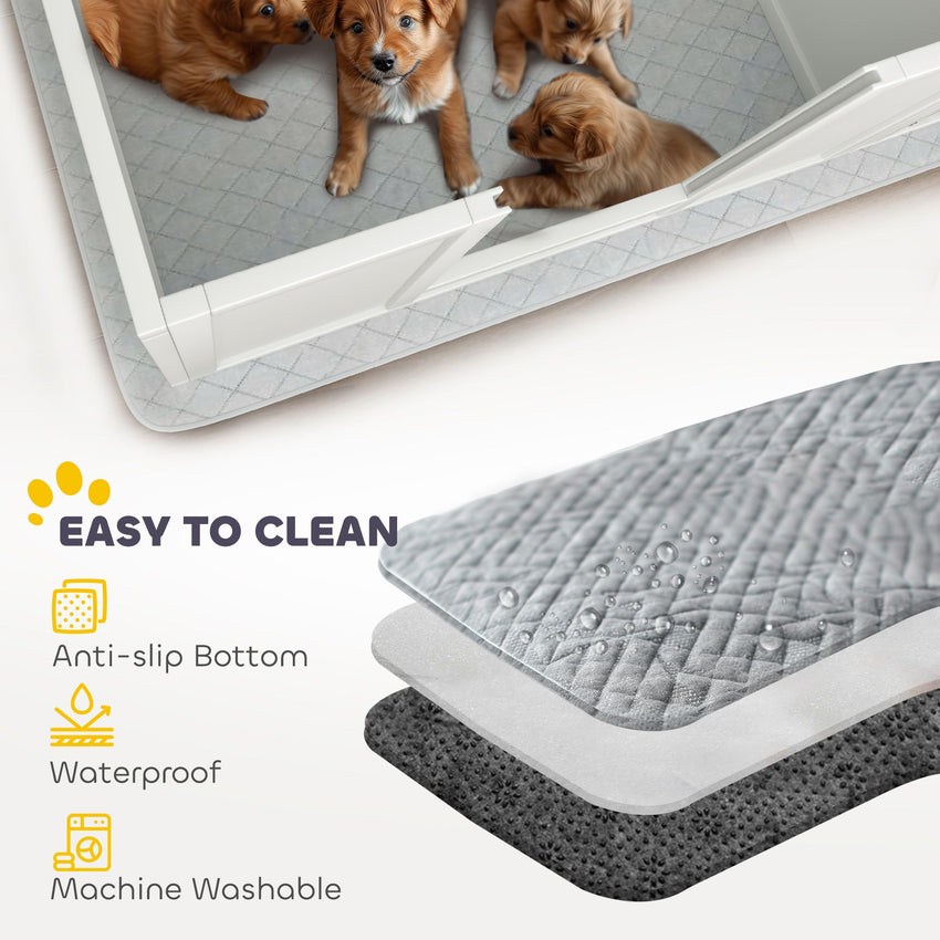 PawHut Whelping Box for Dogs and Puppies, Dog Whelping Box with Waterproof Pee Pad, Adjustable Height Door, for Large Dogs Indoor Use, 96" x 47" x 19"