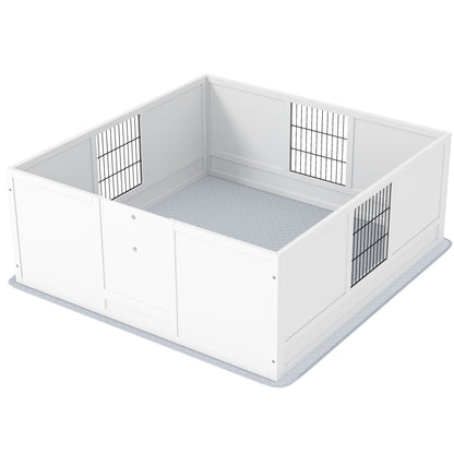 PawHut Whelping Box for Dogs and Puppies, Dog Whelping Box with Waterproof Pee Pad, Adjustable Height Door, for Large Dogs Indoor Use, 49" x 47" x 19"