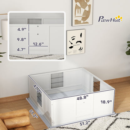 PawHut Whelping Box for Dogs and Puppies, Dog Whelping Box with Waterproof Pee Pad, Adjustable Height Door, for Large Dogs Indoor Use, 49" x 47" x 19"