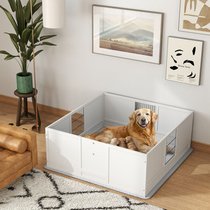 PawHut Whelping Box for Dogs and Puppies, Dog Whelping Box with Waterproof Pee Pad, Adjustable Height Door, for Large Dogs Indoor Use, 49" x 47" x 19"