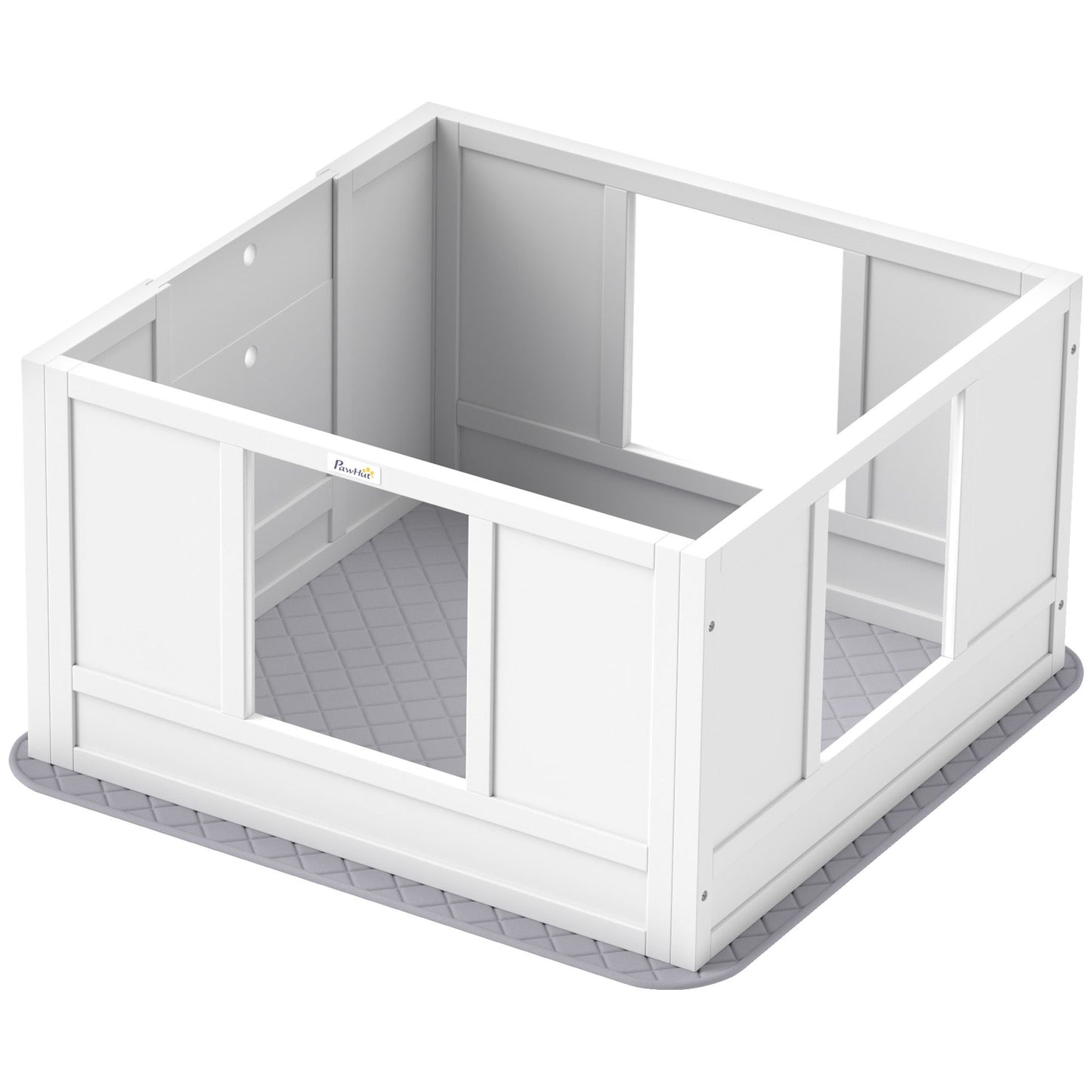 PawHut Whelping Box for Dogs with Waterproof Whelping Pad, Dog Whelping Pen with Clear Panels, Adjustable Entrance, Double Room, Non-slip Foot Pads, for Small Dogs, 33.1" L x 31.5" W x 18.9" H