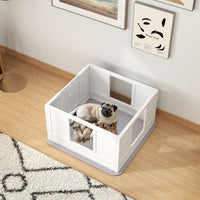 PawHut Whelping Box for Dogs with Waterproof Whelping Pad, Dog Whelping Pen with Clear Panels, Adjustable Entrance, Double Room, Non-slip Foot Pads, for Small Dogs, 33.1" L x 31.5" W x 18.9" H