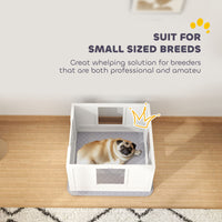 PawHut Whelping Box for Dogs with Waterproof Whelping Pad, Dog Whelping Pen with Clear Panels, Adjustable Entrance, Double Room, Non-slip Foot Pads, for Small Dogs, 33.1" L x 31.5" W x 18.9" H