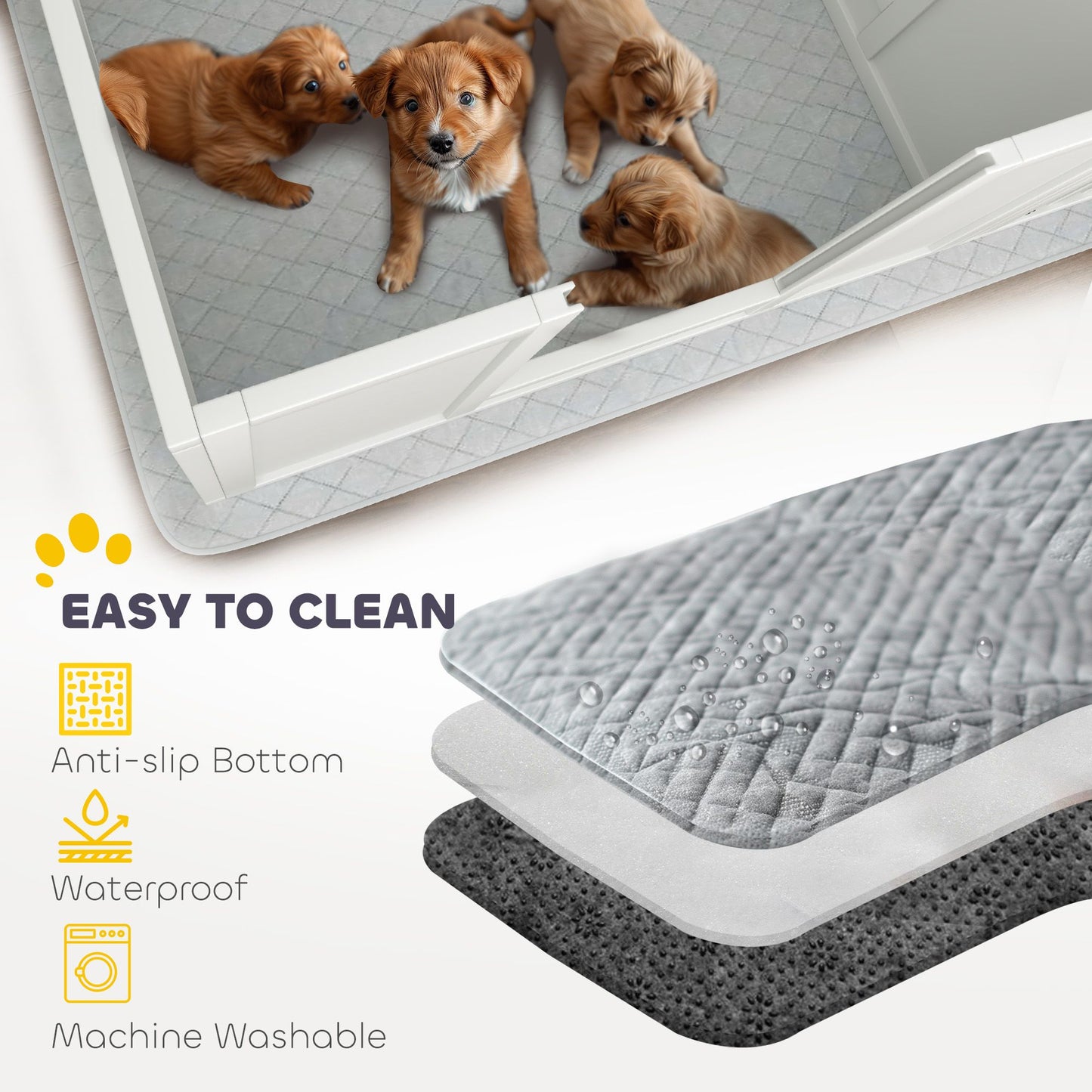 PawHut Whelping Box for Dogs with Waterproof Whelping Pad, Dog Whelping Pen with Clear Panels, Adjustable Entrance, Double Room, Non-slip Foot Pads, for Small Dogs, 33.1" L x 31.5" W x 18.9" H