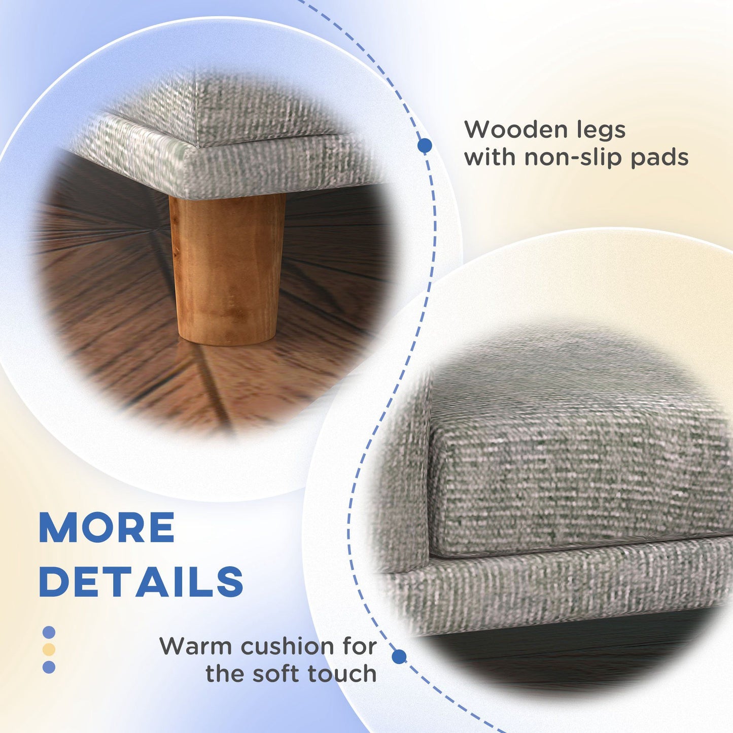 PawHut Dog Sofa Couch, Pet Bed with Comfortable Luxury Cushion, Washable Cover, Wooden Legs, Anti-slip Mat for Large Dogs, Cats, Kittens, Gray