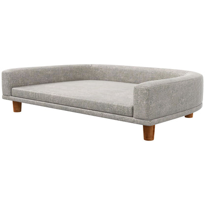 PawHut Dog Sofa Couch, Pet Bed with Comfortable Luxury Cushion, Washable Cover, Wooden Legs, Anti-slip Mat for Large Dogs, Cats, Kittens, Gray
