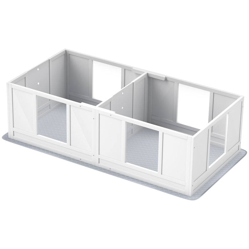 PawHut Whelping Box for Dogs with Waterproof Whelping Pad, Dog Whelping Pen with Clear Panels, Adjustable Entrance, Double Room, Non-slip Foot Pads, for Small Dogs, 65" L x 31.5" W x 19" H
