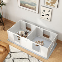 PawHut Whelping Box for Dogs with Waterproof Whelping Pad, Dog Whelping Pen with Clear Panels, Adjustable Entrance, Double Room, Non-slip Foot Pads, for Small Dogs, 65" L x 31.5" W x 19" H