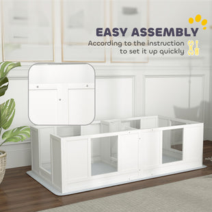 PawHut Whelping Box for Dogs with Waterproof Whelping Pad, Dog Whelping Pen with Clear Panels, Adjustable Entrance, Double Room, Non-slip Foot Pads, for Small Dogs, 65" L x 31.5" W x 19" H